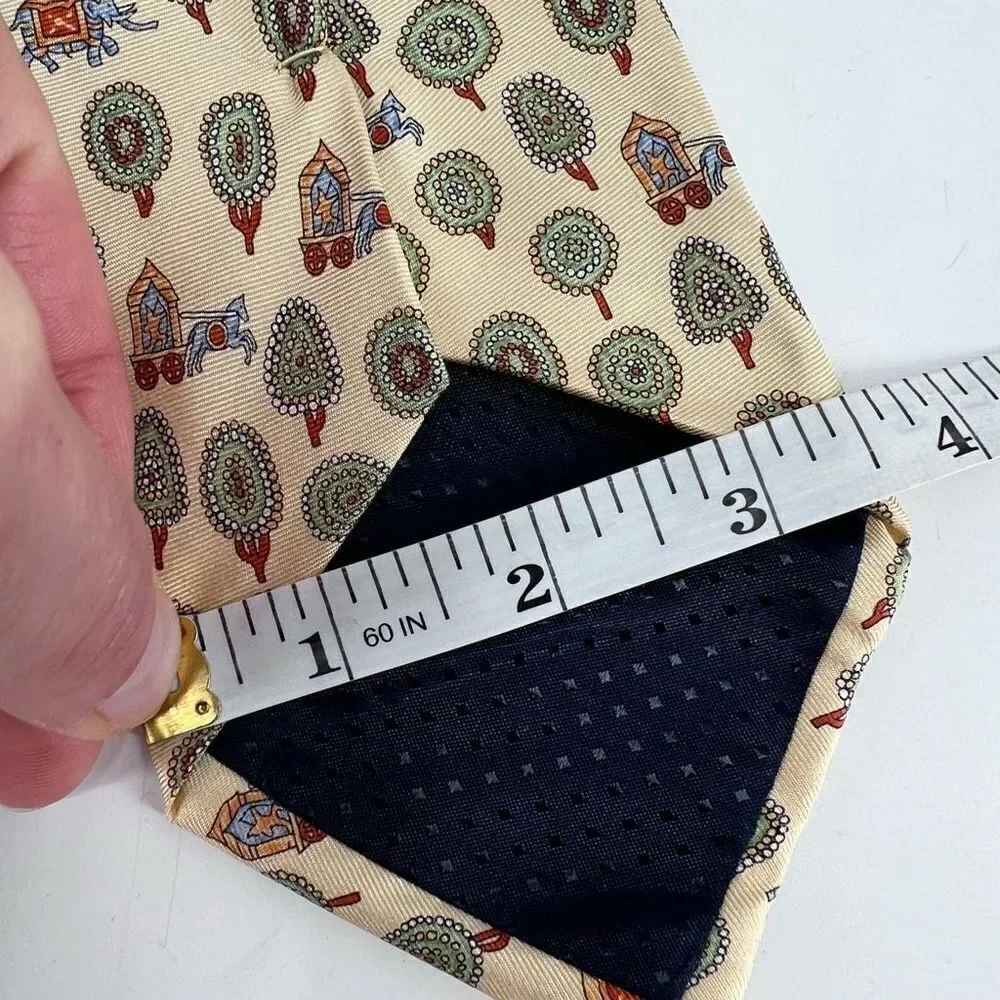 SDMA Men's Cream Green Patterned Woven Pure Silk‎ Classic Wide Necktie One Size